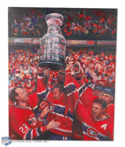 1986 Montreal Canadiens Stanley Cup Original Oil Painting by Elliott Matte