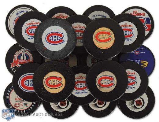 Montreal Canadiens Game Puck Collection of 22