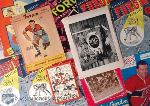 Maurice Richard Personal Magazine and Program Collection of 70