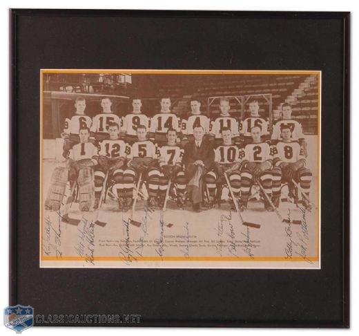 Framed Autographed 1937-38 Boston Bruins Team Photo