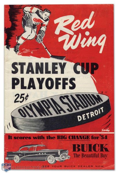 1954 Montreal at Detroit Game 5 Stanley Cup Finals Program & Ticket Stub