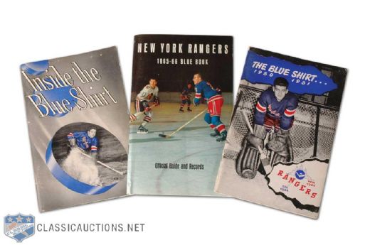 Vintage New York Rangers Media Guide Collection of 3, Including 1948-49 Inside the Blue Shirt