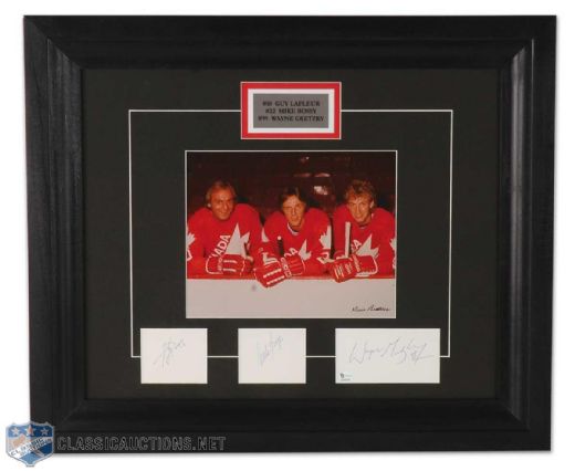 Lafleur-Bossy-Gretzky Autographed Framed Photo Display