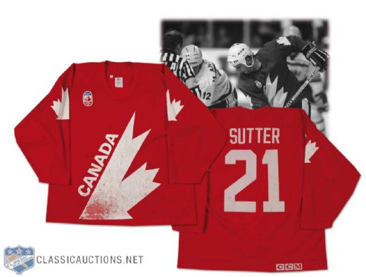 Brent Sutter 1991 Canada Cup Team Canada Game Worn Jersey Photo Matched!