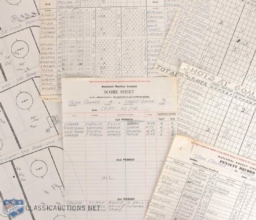 1972 Canada-Russia Series Game 7 Score Sheet & Other Statistics