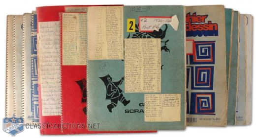 Huge Historical Hockey Autograph Scrapbook Collection of 12, Including Bill Barilko Signature