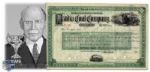 1900 Stock Certificate Signed by Sir Montagu Allan Donator of the Allan Cup