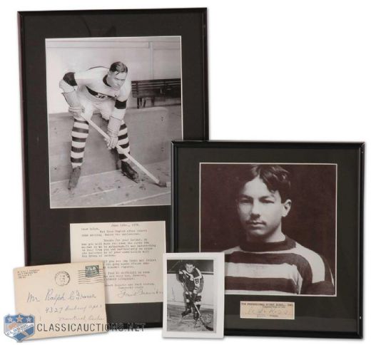 Boston Bruins Legends Autograph Display Collection of 3, Featuring Art Ross, Frank Fredricksonand Ralph "Cooney" Weiland