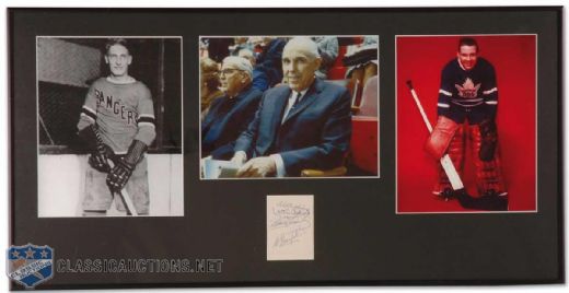 Lord Byng Signed Handwritten Letter and Lester Patrick, Clarence Campbell and Harry Lumley Framed Autograph and Picture Display
