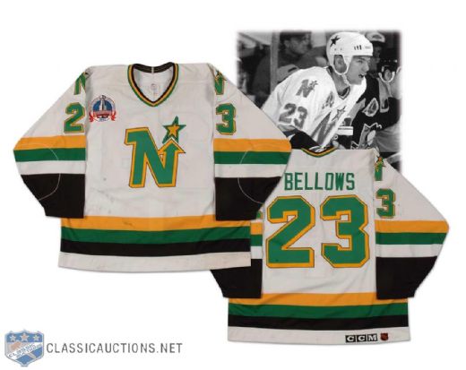 1991 Brian Bellows Minnesota North Stars Game Worn Jersey with Finals Patch Video Matched!