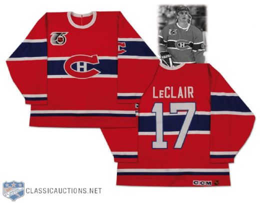 John LeClair 1991-92 Montreal Canadiens TBC Game Worn Rookie Jersey
