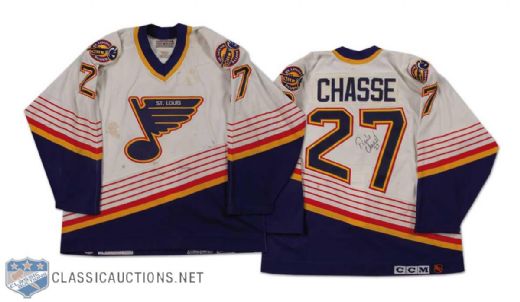 Denis Chasse Autographed 1994-95 St. Louis Blues Game Worn Jersey