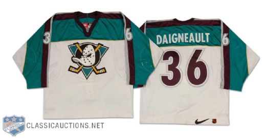Jean-Jacques Daigneault 1997-98 Mighty Ducks of Anaheim Game Worn Alternate Home Jersey