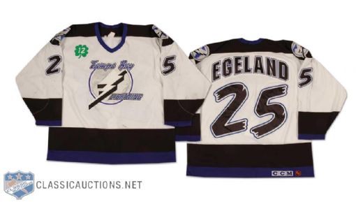 Allan Egeland 1997-98 Tampa Bay Lightning Game Worn Home Jersey With Cullen Patch