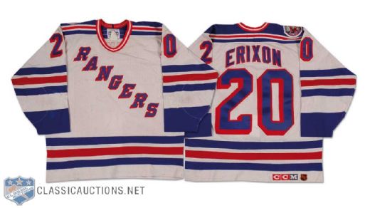 Jan Erixon 1992-93 New York Rangers Game Worn Home Jersey