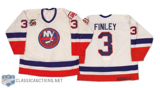 Jeff Finley 1991-92 New York Islanders Game Worn Home Jersey