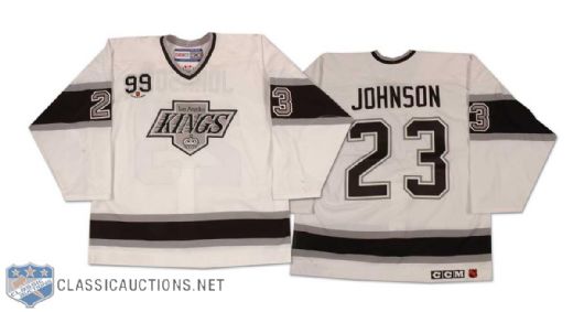 Craig Johnson 2002-03 Los Angeles Kings Game Worn Retro Jersey From Gretzky Retirement Ceremony
