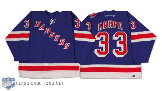 David Karpa 2001-02 New York Rangers Game Worn Jersey