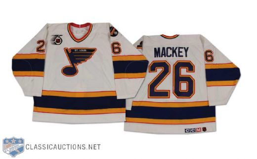 Dave Mackey 1991-92 St. Louis Blues Game Worn Home Jersey
