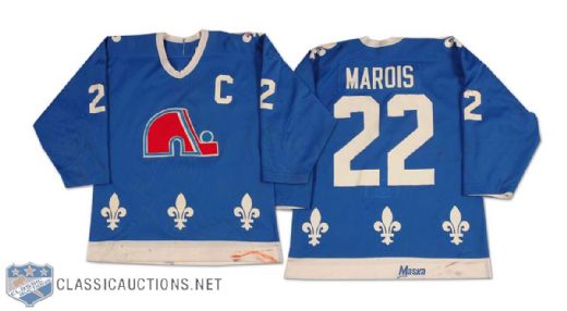 Mario Marois Mid-1980s Quebec Nordiques Game Worn Captain’s Road Jersey