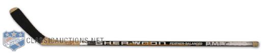 1990s Chris Chelios Game Used Black Sher Wood Hockey Stick