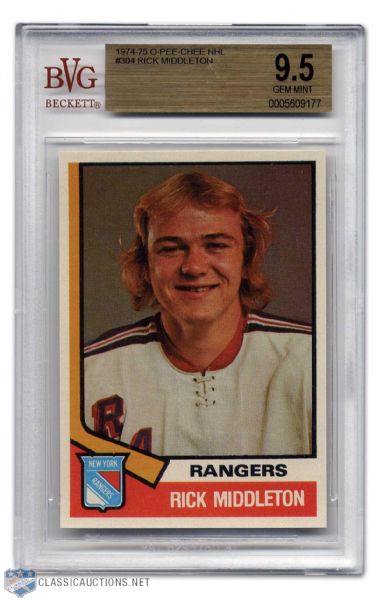 Rick Middleton 1974-75 O-Pee-Chee Rookie Card Graded BVG 9.5