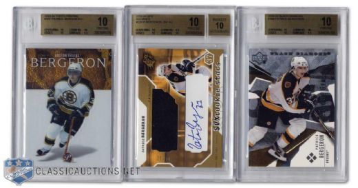 Patrice Bergeron Graded Rookie Card Collection of 3