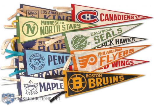 Rare 1960s NHL Pennant Collection of 12