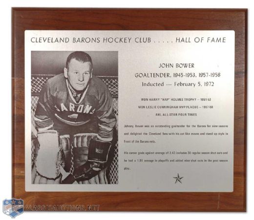 Johnny Bower/Fred Glover/Cleveland Barons Collection of 4