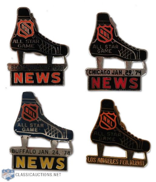 NHL All-Star Game Press Pin Collection of 4