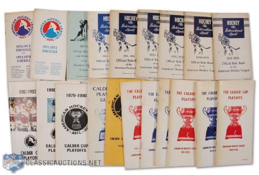 Collection of 20 AHL Rule Books, Schedules & Calder Cup Media Guides