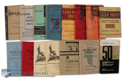 Collection of 15 Old C.A.H.A. Rule Books & Handbooks