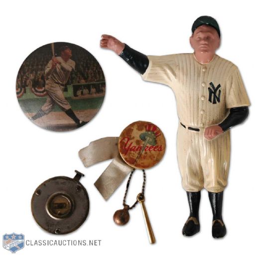 Babe Ruth/New York Yankees Vintage Memorabilia Collection of 4