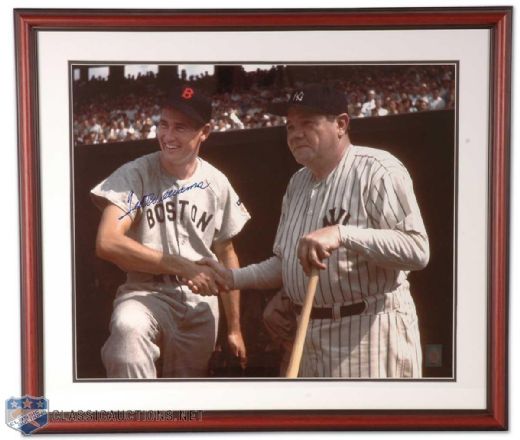 Ted Williams Framed Autographed Photo With Babe Ruth (26”x30”)