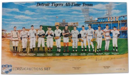Autographed Detroit Sports Lithograph Collection of 2