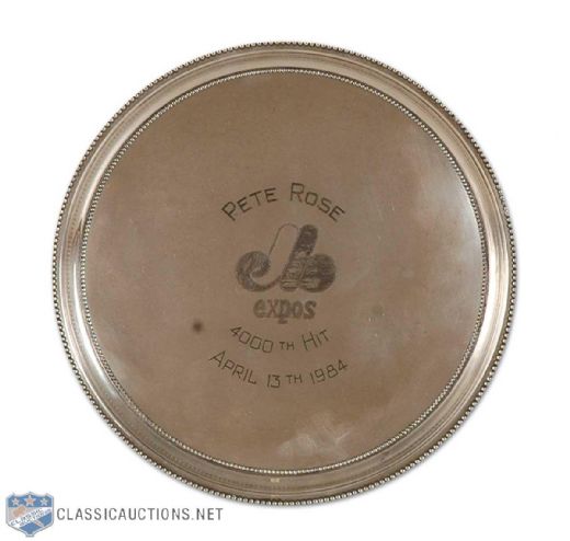 Pete Rose 4000th Hit Commemorative Tray and Expos Medallion