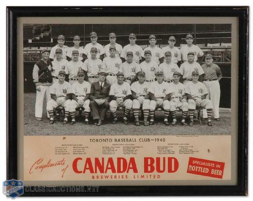 1940 Toronto Baseball Club Team Framed Photograph