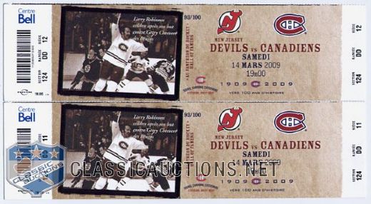 Pair of Tickets Behind the NJ Devils Bench for the March 14th Game Held at the Bell Center to Benefit the Saku Koivu Foundation