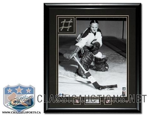 Jacques Plante Montreal Canadiens GAME USED Forum Net Custom Framed *5 CUPS* LTD 16x20 Edition