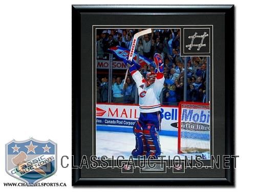 Patrick Roy Montreal Canadiens GAME USED Forum Net Custom Framed *CELEBRATION* LTD 16x20 Edition