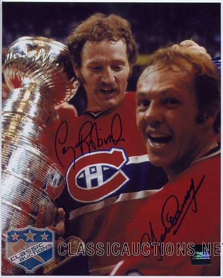 Yvan Cournoyer & Larry Robinson DUAL Autographed Montreal Canadiens Stanley Cup 8x10 Photograph