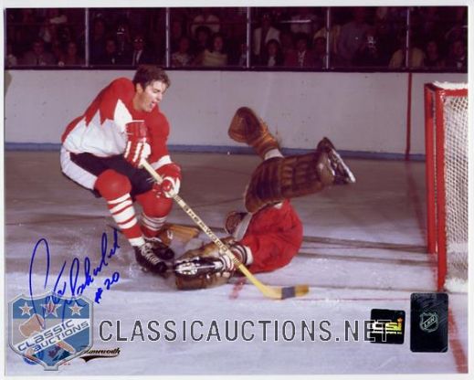 Pete Mahovlich Autographed Team Canada Summit Series Action 8x10 Photograph