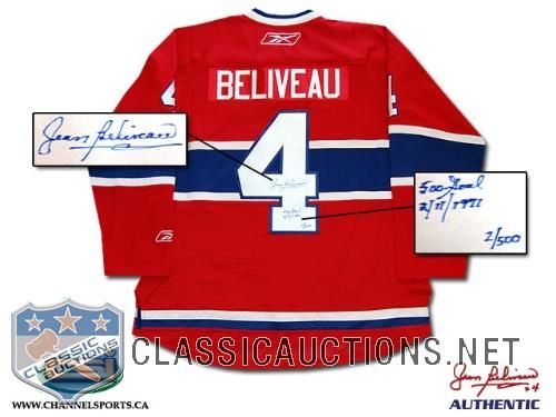 Jean Beliveau Autographed Montreal Canadiens 500th Goal Limited Edition Jersey