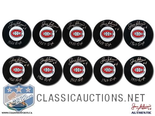 Jean Beliveau Autographed Montreal Canadiens Stanley Cup 10-PUCK Limited Edition Set