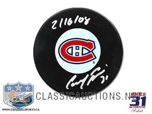 Carey Price Autographed Montreal Canadiens 1st Game Dated and 1st Shutout Dated Puck Set