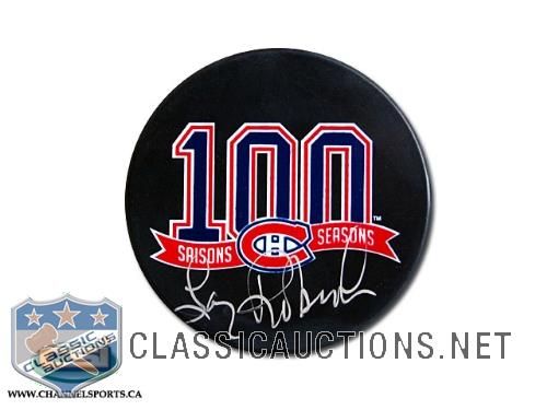 Larry Robinson Autographed Montreal Canadiens 100th Anniversary Puck