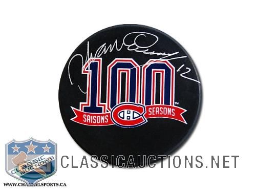 Yvan Cournoyer Autographed Montreal Canadiens 100th Anniversary Puck