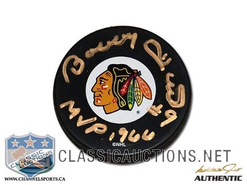 Bobby Hull Autographed Chicago Black Hawks 1966 MVP Limited Edition Puck