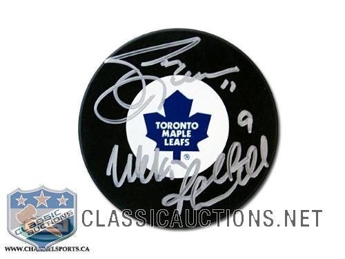 Wendel Clark, Russ Courtnall & Gary Leeman "Hound Line" TRIPLE Autographed Toronto Maple Leafs Puck