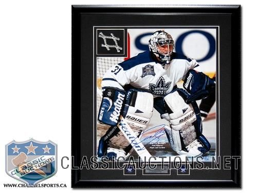 Curtis Joseph Autographed Toronto Maple Leafs Last Game At MLG Custom Framed Limited Edition 16x20 Photograph With A Piece Of Game Used Net